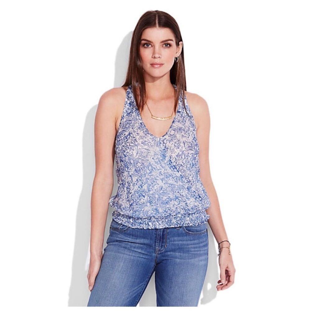 Lucky Brand Blue Paxi Tank T-Back printed
